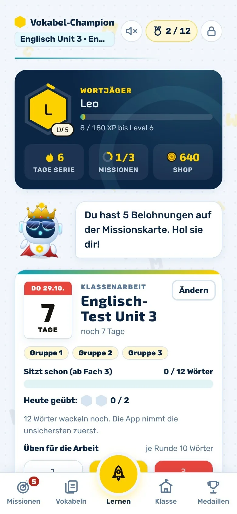 Klassenarbeit Englisch-Test Unit 3 in 7 Tagen mit Übungsplan