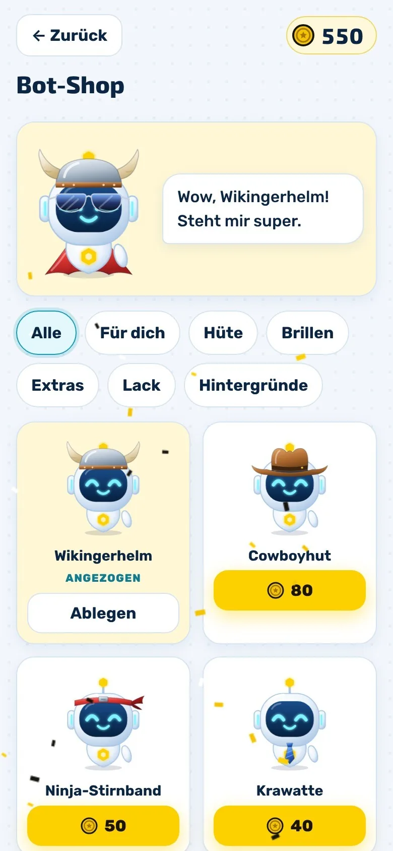 Bot-Shop mit gekauftem Wikingerhelm